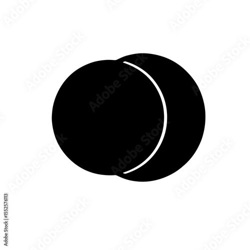 Lunar eclipse icon with overlapping circles in solid black style