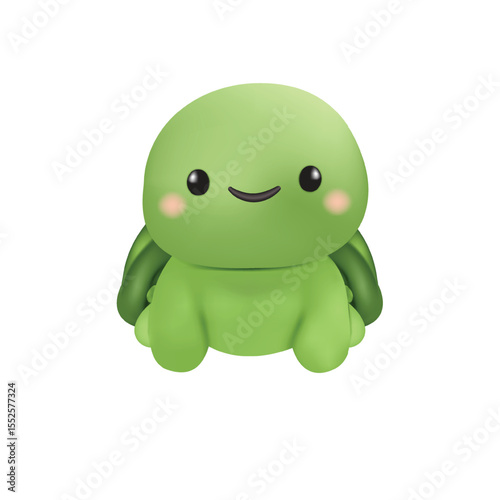 Cute 3D cartoon turtle character