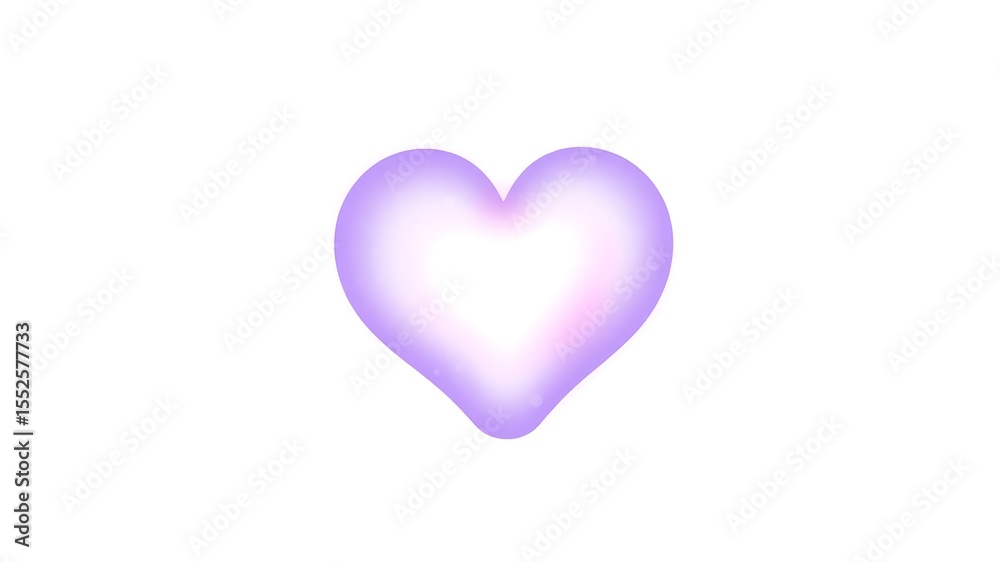 Obraz premium Soft and glowing purple heart shape with white center on isolated background