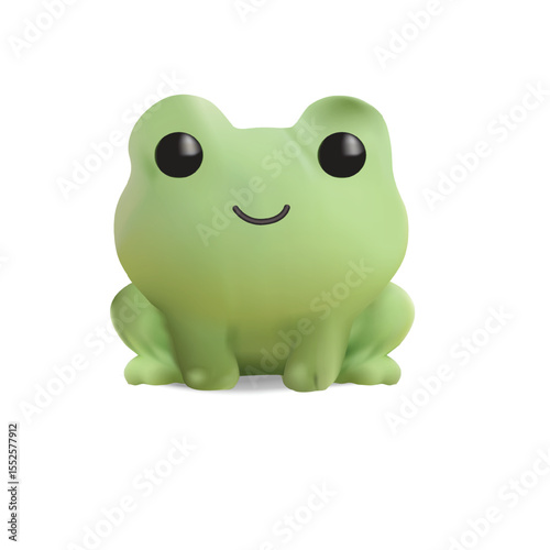 Adorable 3D frog character with a round face 