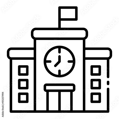 clock tower outline icon for school campus structure