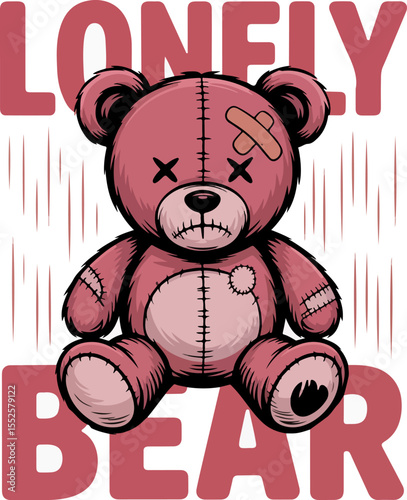 lonely bear teddy t-shirt design