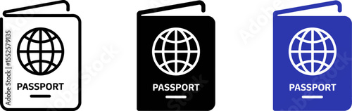 Passport document icon vector illustration for international travel identification and border control editable stock vector