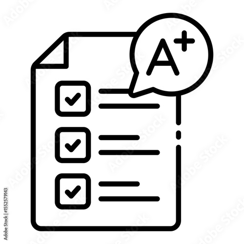 graded paper outline icon for student academic score