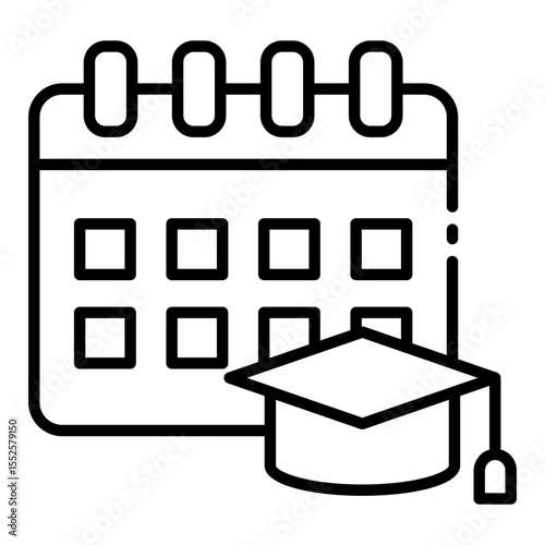calendar and cap outline icon for academic planning