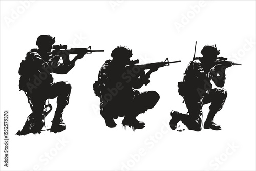 silhouettes of military soldiers, silhouette, vector, people, illustration, silhouettes, child, sport, black, boy, dance, baby, children, men, soldier, woman, action, art, family, karate, music, playi