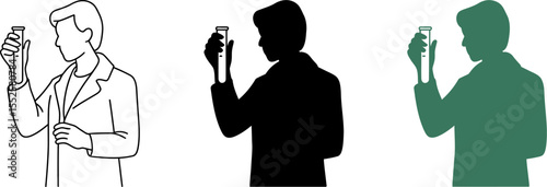 Scientist examining test tube illustration vector science lab research medical experiment chemistry biology 100 editable stock vector