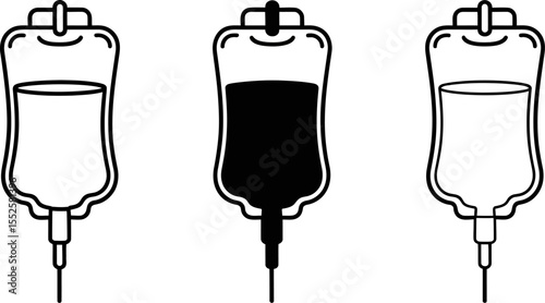 Iv drip bag vector illustration intravenous therapy saline solution medical treatment healthcare concept editable stock vector