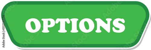 Flat vector UI button with options text. Minimalist, modern style for websites or apps. Can be used for game and children website or apps.
