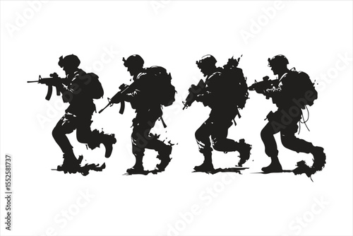 silhouettes of military soldiers, silhouette, vector, people, illustration, child, silhouettes, boy, dance, sport, black, art, mother, family, men, fun, woman, baby, soldier, music, person, children, 