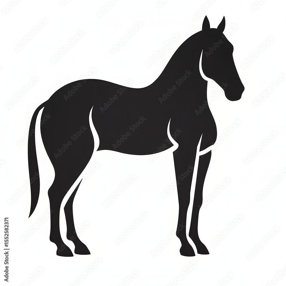 Obraz premium Black Horse Silhouette Standing Side View