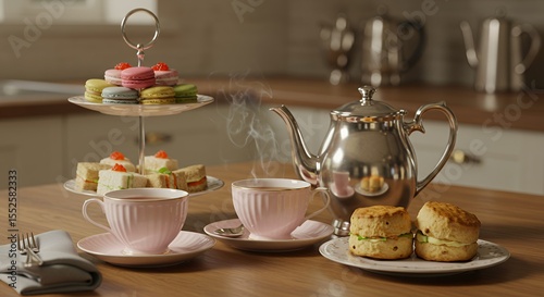 Indulge in a Classic Afternoon Tea with Delicate Treats and Warm Tea