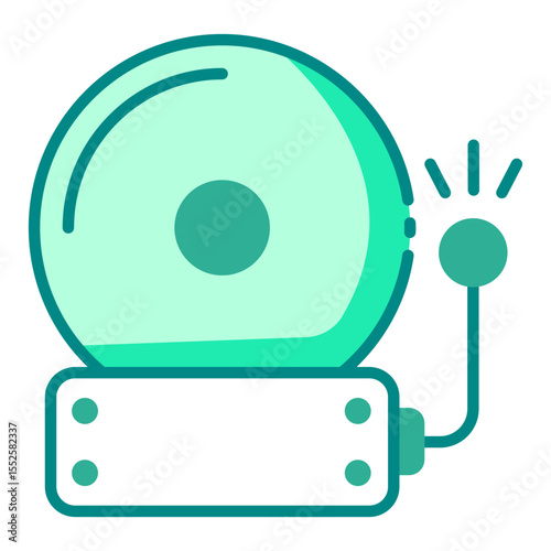 ringing bell green filled line icon for school time alert system