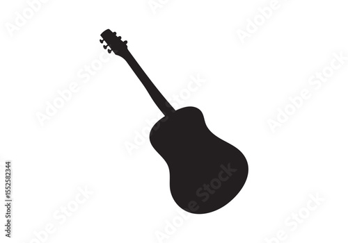 Black and white guitars. Acoustic and electric guitar outline musical instruments Vector isolated silhouette guitare doodle set