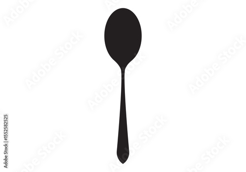 Single spoon vector silhouette on white background. Spoon icon sign illustration design