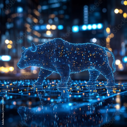 Wallpaper Mural Bull in stock market financial showdown in a dynamic trading environment	 Torontodigital.ca