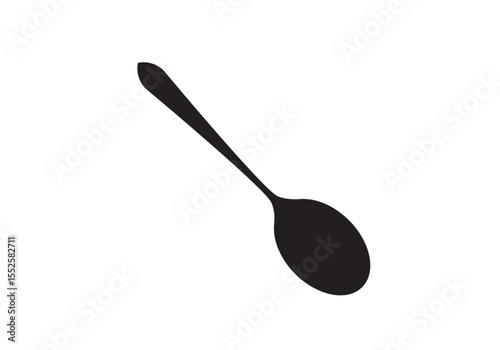 Single spoon vector silhouette on white background. Spoon icon sign illustration design