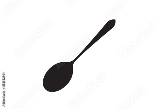 Single spoon vector silhouette on white background. Spoon icon sign illustration design