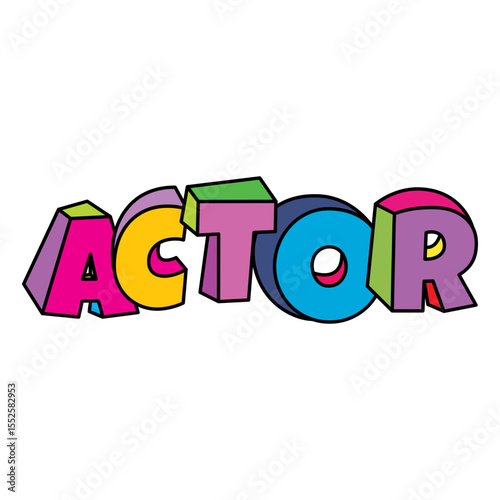 Actor colorful text design vector isolated on white background