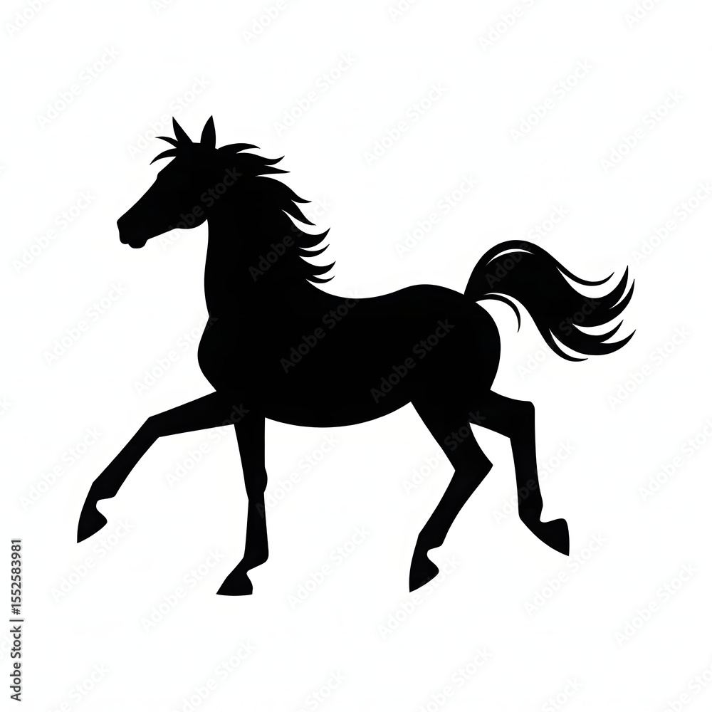 Obraz premium Black Horse Silhouette Running Galloping