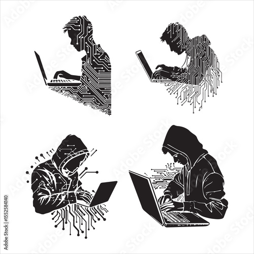 hacker working on laptop, computer, laptop, hacker, internet, thief, security, technology, business, crime, woman, hacking, theft, mask, danger, person, criminal, steal, fraud, stealing, data, cyber, 