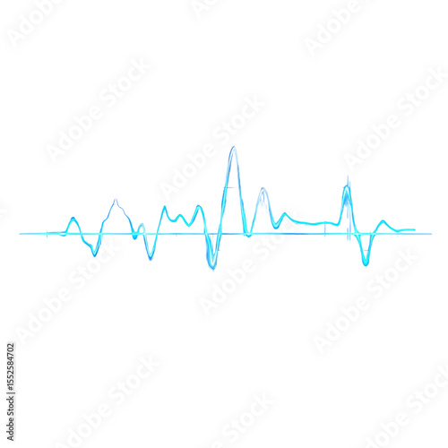 Blue Heartbeat Signal on Black Background Abstract Light Curve Pulse for on transparent background