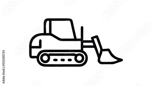 Bulldozer outline icon. Construction vehicle linear symbol. Heavy equipment editable stroke vector sign for infographics