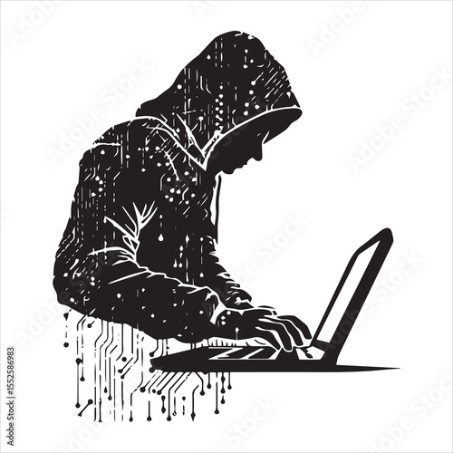 hacker working on laptop, computer, laptop, hacker, internet, thief, security, technology, business, crime, woman, hacking, theft, mask, danger, person, criminal, steal, fraud, stealing, data, cyber, 