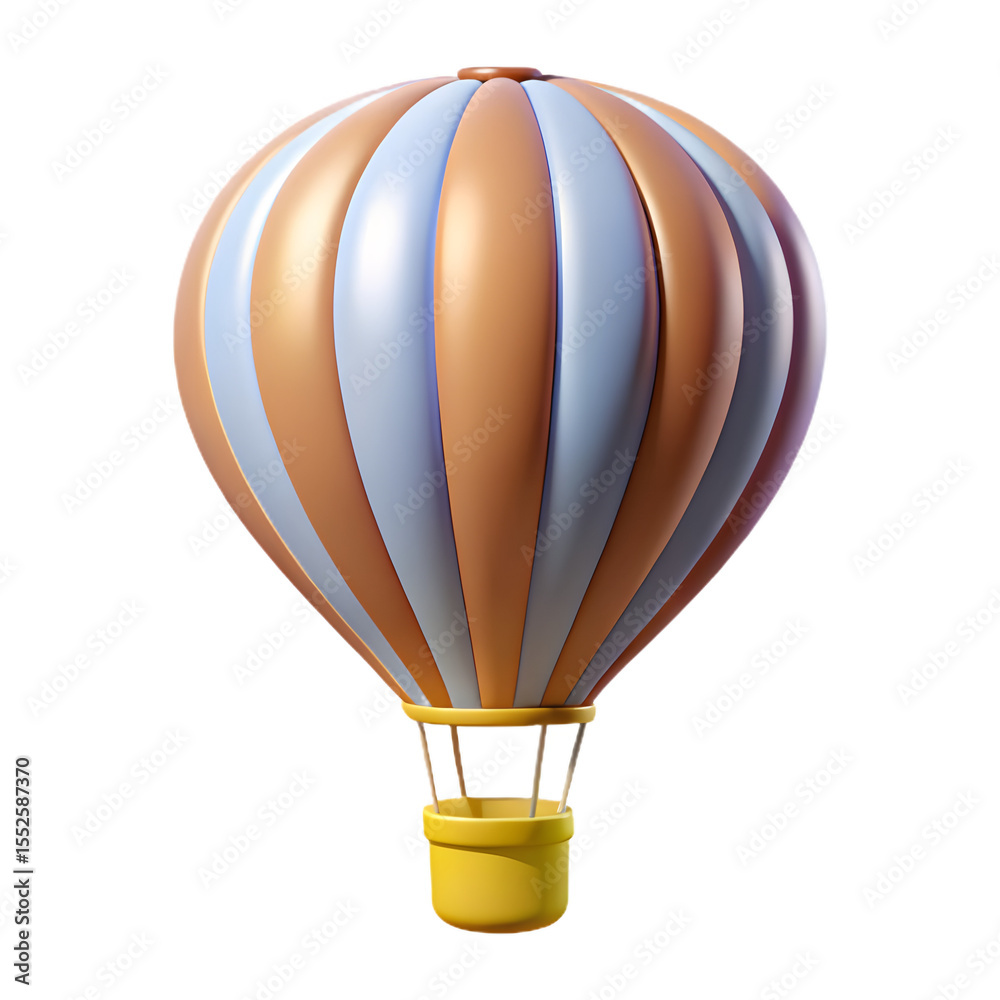Obraz premium A 3d Striped hot air balloon isolated on transparent background