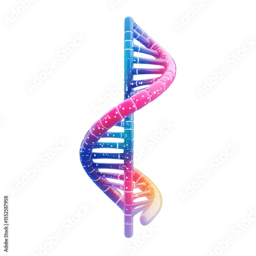 Colorful DNA helix illustration medical research genetic science health 3D on transparent background