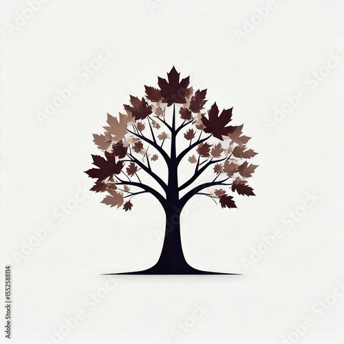 winter tree illustration on isolated white background