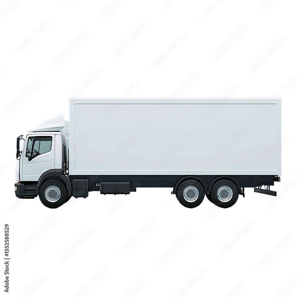 White delivery truck side view White delivery truck side view