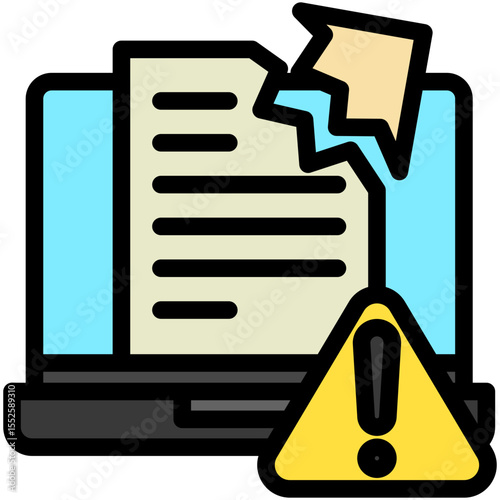 Breach Alert outline color, mini illustration icon. use for modern concept, print, UI, UX kit, web and app development. Vector related to risk management, business, finance.