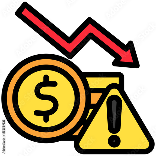Financial Risk outline color, mini illustration icon. use for modern concept, print, UI, UX kit, web and app development. Vector related to risk management, business, finance.