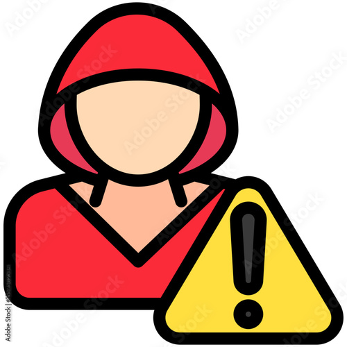 Fraud Alert outline color, mini illustration icon. use for modern concept, print, UI, UX kit, web and app development. Vector related to risk management, business, finance.