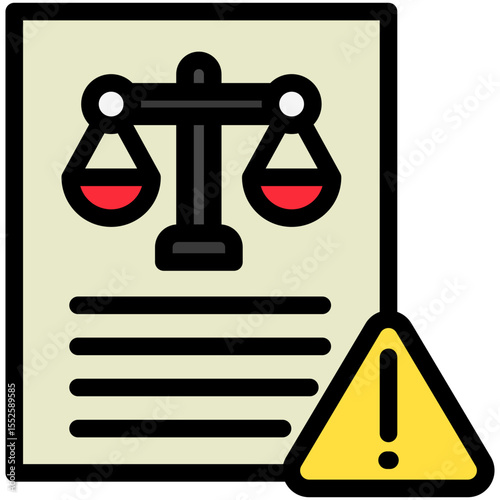 Legal Risk outline color, mini illustration icon. use for modern concept, print, UI, UX kit, web and app development. Vector related to risk management, business, finance.