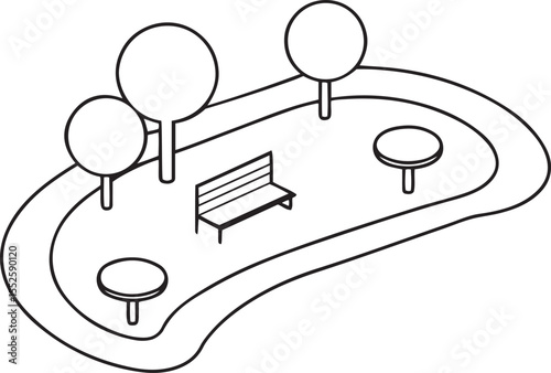Decorative vector icon design of public spaces, Isolated line art vector of public spaces, public spaces silhouette vector illustration