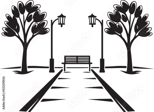 Decorative vector icon design of public spaces, Isolated line art vector of public spaces, public spaces silhouette vector illustration
