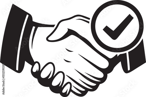 Vector icon design of successful agreement, successful agreement silhouette vector illustration, successful agreement line art vector design