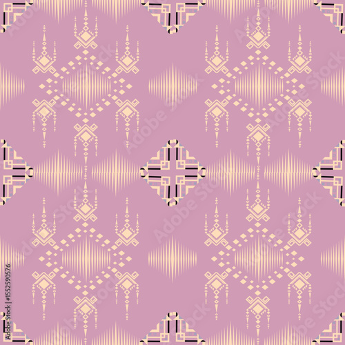 Geometric Ethnic pattern on pastel tones , 
Native American tribal fabric, tile, carpet, vector, illustration design, on navy blue background 