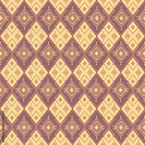 Geometric Ethnic pattern on pastel tones , 
Native American tribal fabric, tile, carpet, vector, illustration design, on navy blue background 