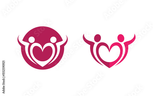 Human care Love adoption group network and social logo design v.20