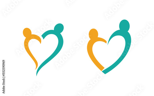 Human care Love adoption group network and social logo design v.21