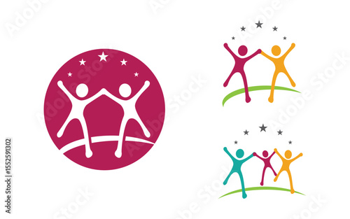Human care Love adoption group network and social logo design v.32