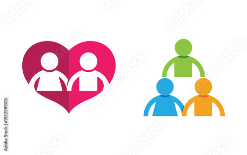 Human care Love adoption group network and social logo design v.33