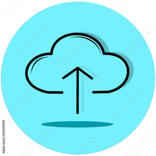 A sleek, minimalist cloud icon with an upward arrow, representing cloud storage, uploading, and data synchronization. Perfect for illustrating modern digital solutions, data backup, and remote access 