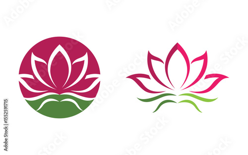 Logo Lotus flower Beauty Salon Cosmetic skincare vector icon v.4