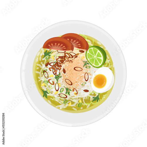 Vector Illustration Logo Clipart Top View Soto Koya or Soto Ayam 