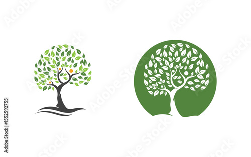 Ecology Tree  Leaf vector icon illustration logo design v.38