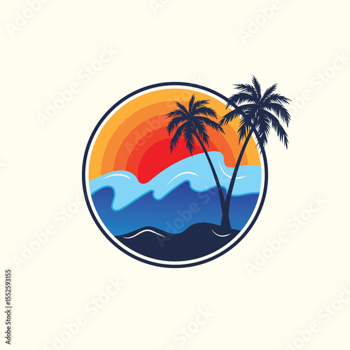 Summer time emblem or logo or label or t-shirt vector image